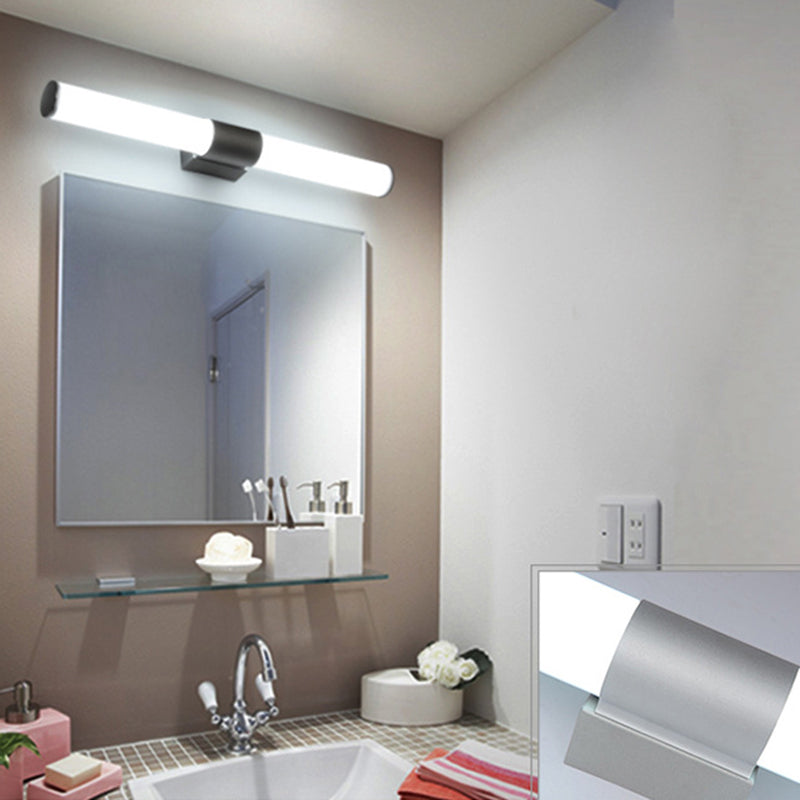 Éclairage mural contemporain en acrylique argenté Éclairage mural linéaire à 1 lumière pour salle de bain