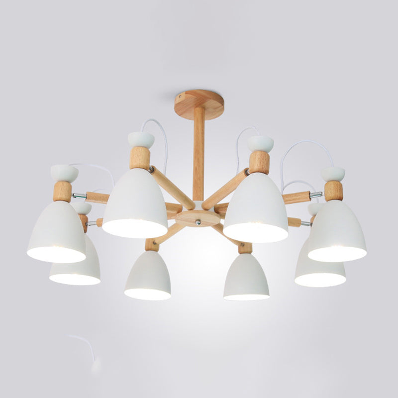 Modern Creative Macaron Pendant Light Wooden Sputnik Hanging Lamp with Wrought Iron Shade