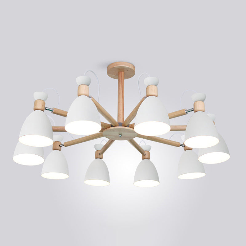 Modern Creative Macaron Pendant Light Wooden Sputnik Hanging Lamp with Wrought Iron Shade