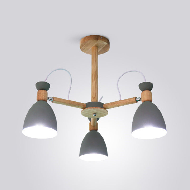 Modern Creative Macaron Pendant Light Wooden Sputnik Hanging Lamp with Wrought Iron Shade