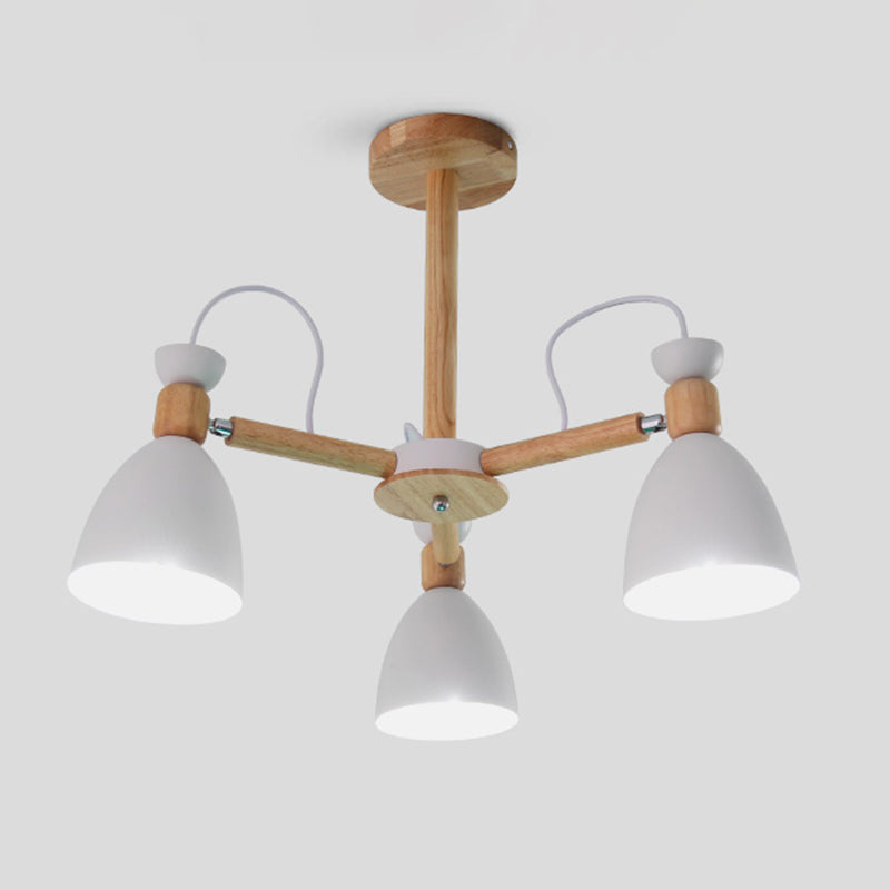 Modern Creative Macaron Pendant Light Wooden Sputnik Hanging Lamp with Wrought Iron Shade