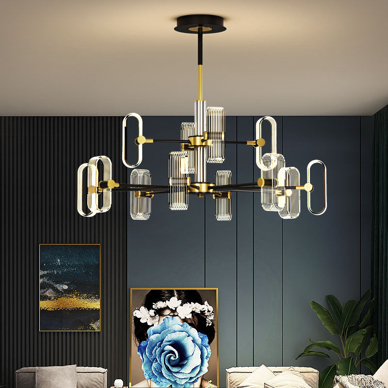 Black Metal Ceiling Hung Fixtures Minimalism LED Sputnik Pendant Lighting