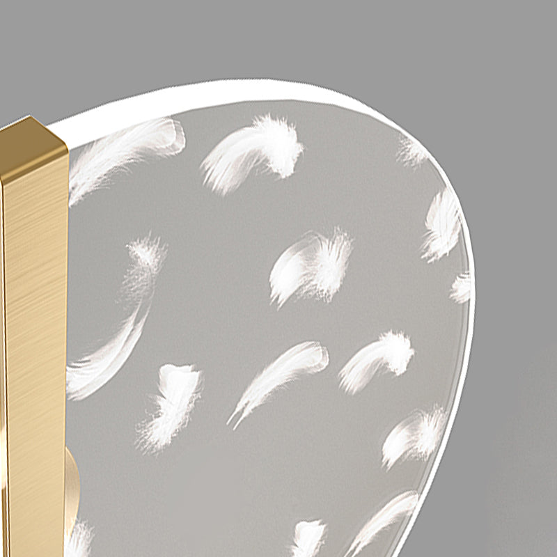 Acrylic Feather LED Flush Mount in Modern Luxury Style Iron Circular Ceiling Light for Bedroom