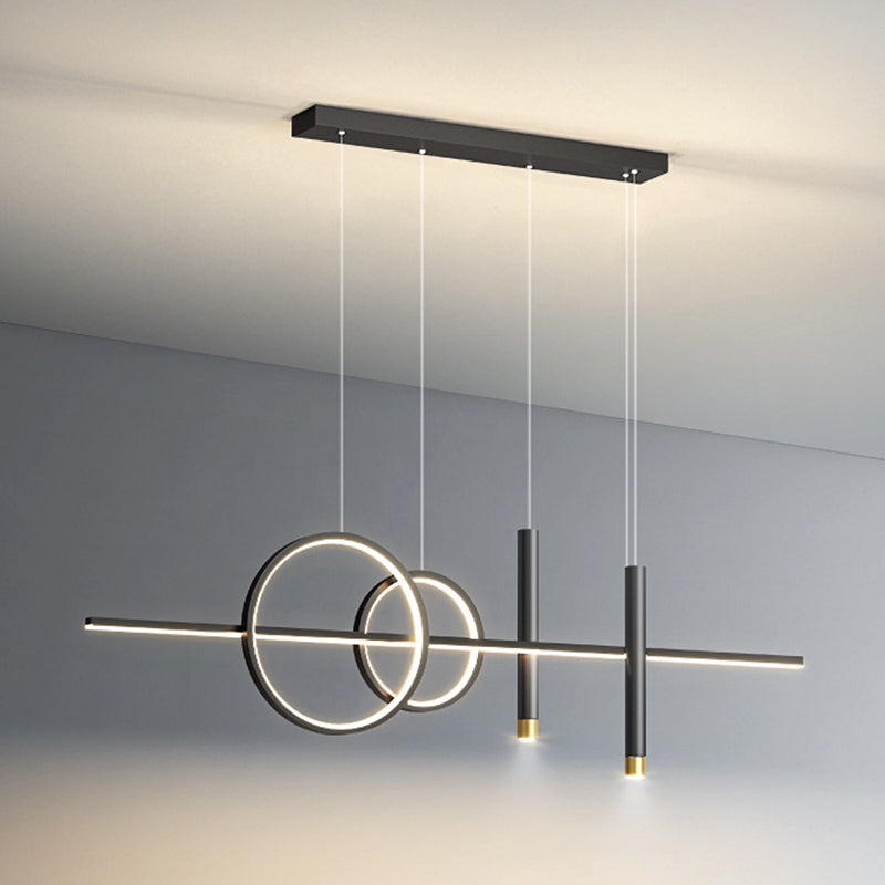 Luce isola LED lineare di ferro in gel di silice in stile minimalista moderno lampada sospesa per spazi interni