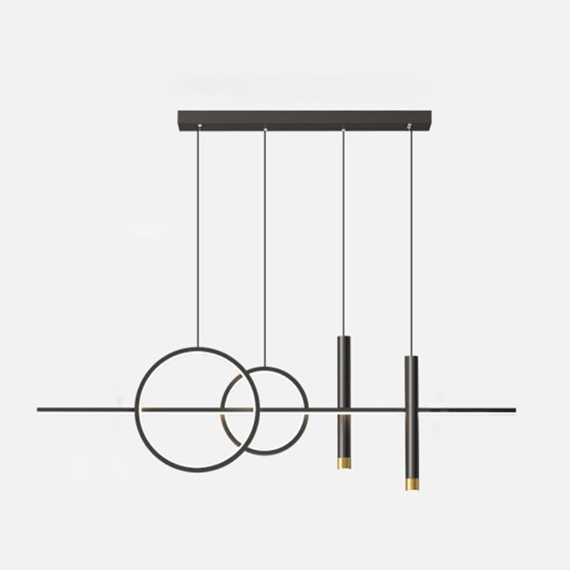 Iron Linear LED Island Light in Modern Minimalist Style Silica Gel Hanging Lamp for Interior Spaces