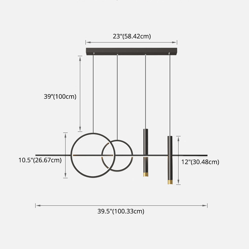 Iron Linear LED Island Light in Modern Minimalist Style Silica Gel Hanging Lamp for Interior Spaces