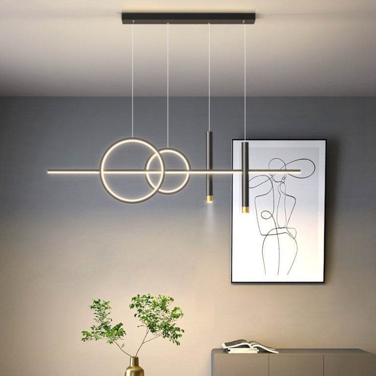Luce isola LED lineare di ferro in gel di silice in stile minimalista moderno lampada sospesa per spazi interni