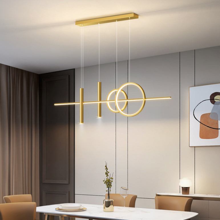 Iron Linear LED Island Light in Modern Minimalist Style Silica Gel Hanging Lamp for Interior Spaces