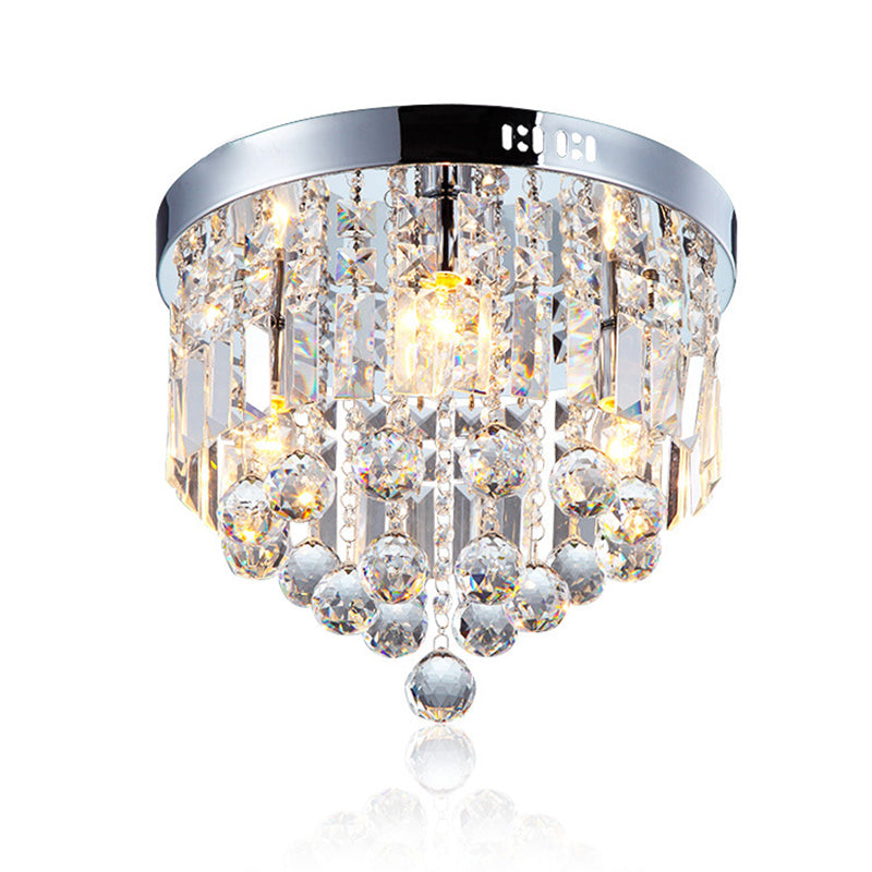 Raindrop Ceiling Mounted Fixture Modern Crystal Bedroom Ceiling Mounted Light in Chrome