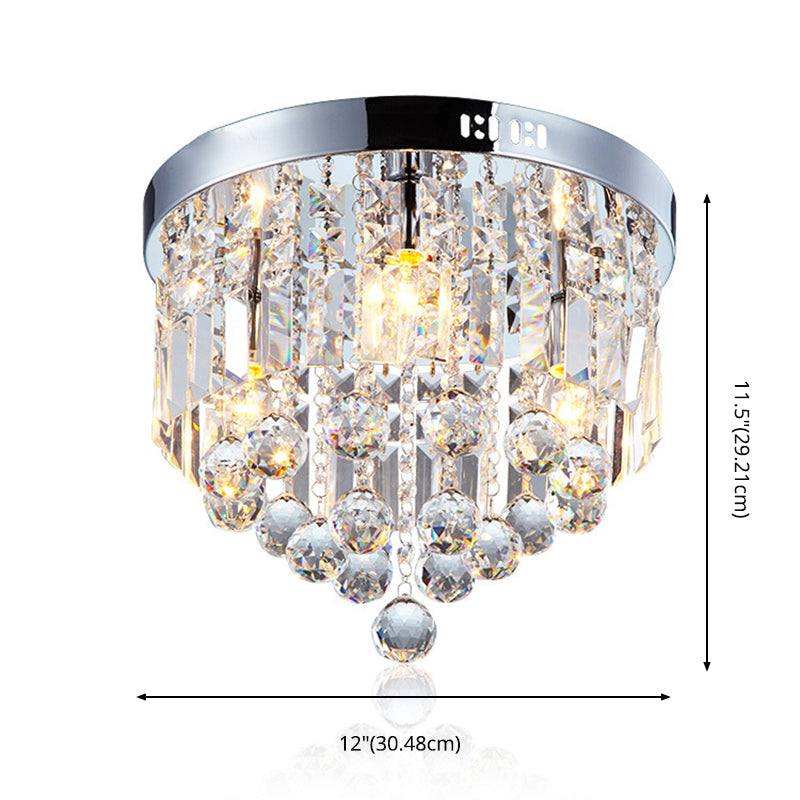 Raindrop Ceiling Mounted Fixture Modern Crystal Bedroom Ceiling Mounted Light in Chrome