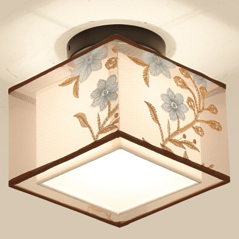 Lámparas de techo de estilo tradicional geometría de tejido blanco semiincrustado lámparas de techo de techo
