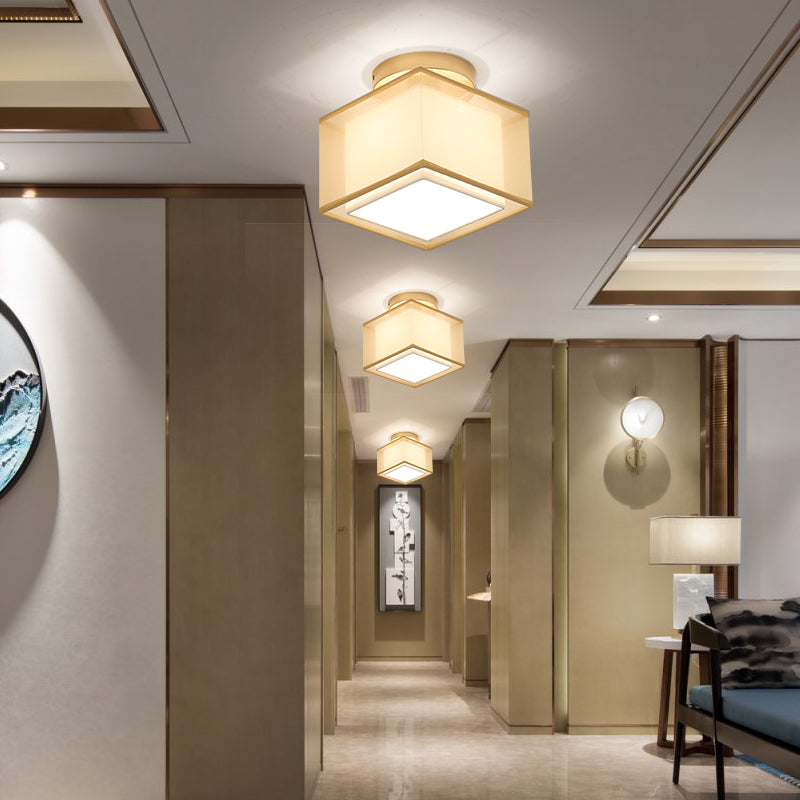 Lámparas de techo de estilo tradicional geometría de tejido blanco semiincrustado lámparas de techo de techo