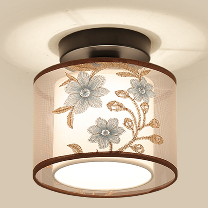 Lámparas de techo de estilo tradicional geometría de tejido blanco semiincrustado lámparas de techo de techo