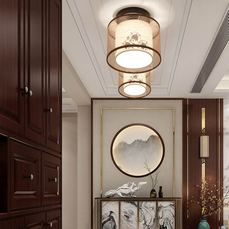 Lámparas de techo de estilo tradicional geometría de tejido blanco semiincrustado lámparas de techo de techo