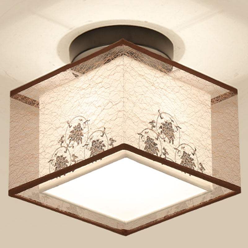 Lámparas de techo de estilo tradicional geometría de tejido blanco semiincrustado lámparas de techo de techo