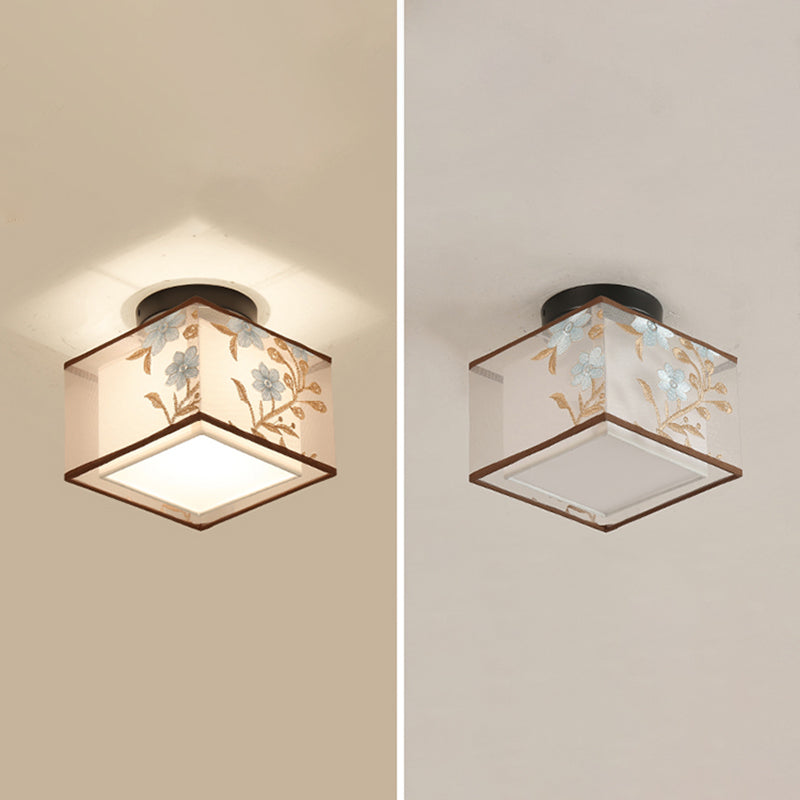 Lámparas de techo de estilo tradicional geometría de tejido blanco semiincrustado lámparas de techo de techo