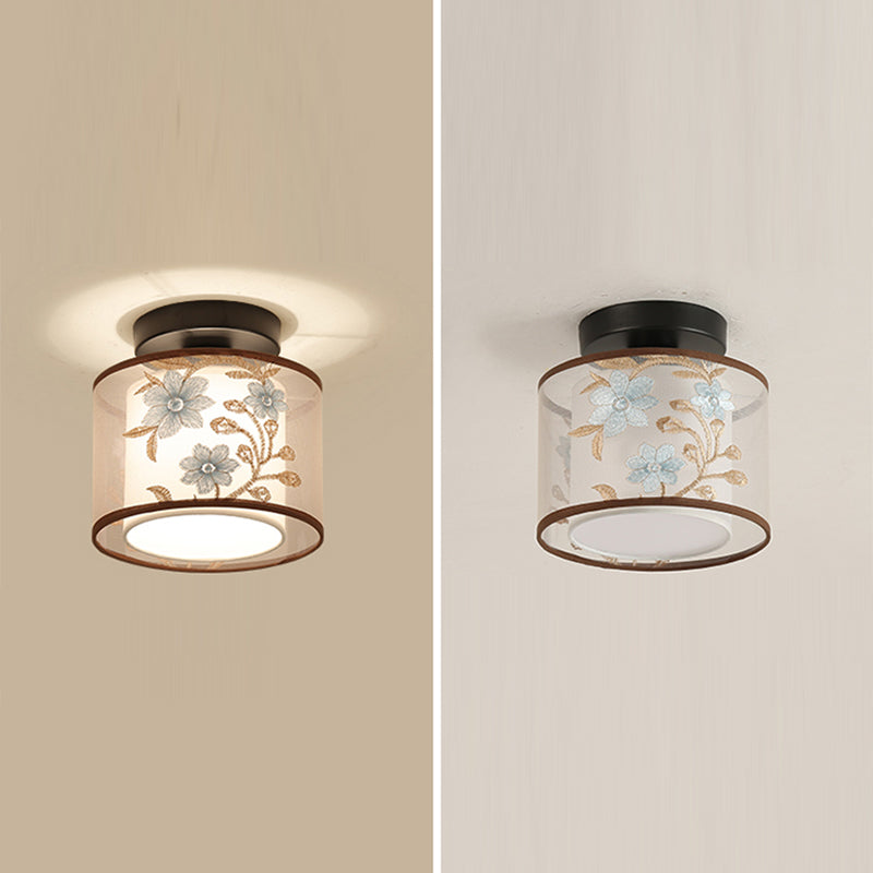 Lámparas de techo de estilo tradicional geometría de tejido blanco semiincrustado lámparas de techo de techo