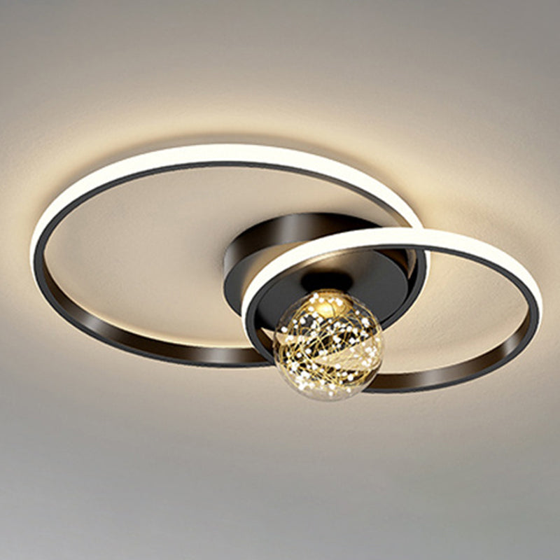 Cirkel plafondgemonteerd armatuur Nordic metalen LED slaapkamer plafondlamp in zwart