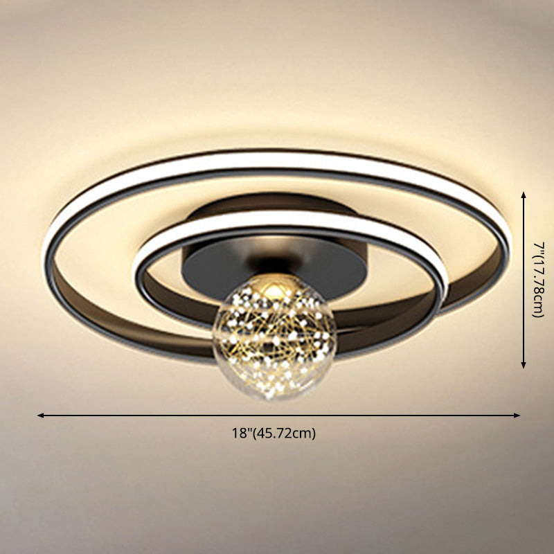 Cirkel plafondgemonteerd armatuur Nordic metalen LED slaapkamer plafondlamp in zwart