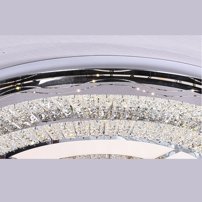Round Crystal Flush Mount Light Fixture Modern Stainless-Steel LED Flush Light Fixture