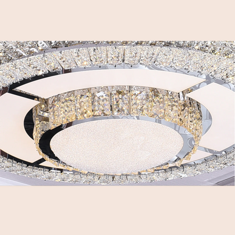 Round Crystal Flush Mount Light Fixture Modern Stainless-Steel LED Flush Light Fixture