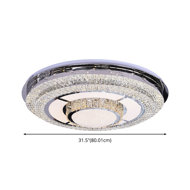 Round Crystal Flush Mount Light Fixture Modern Stainless-Steel LED Flush Light Fixture