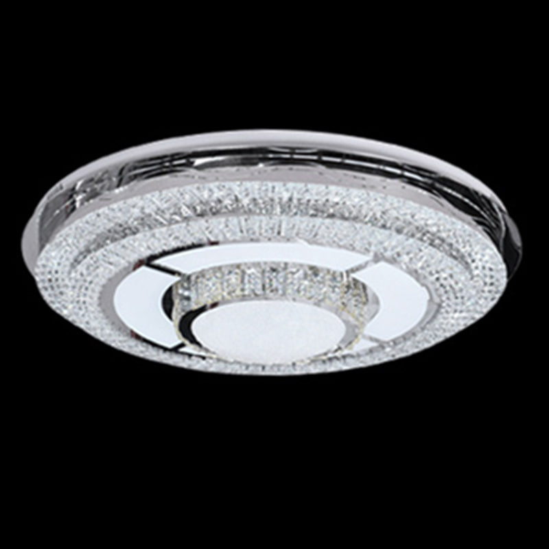 Round Crystal Flush Mount Light Fixture Modern Stainless-Steel LED Flush Light Fixture