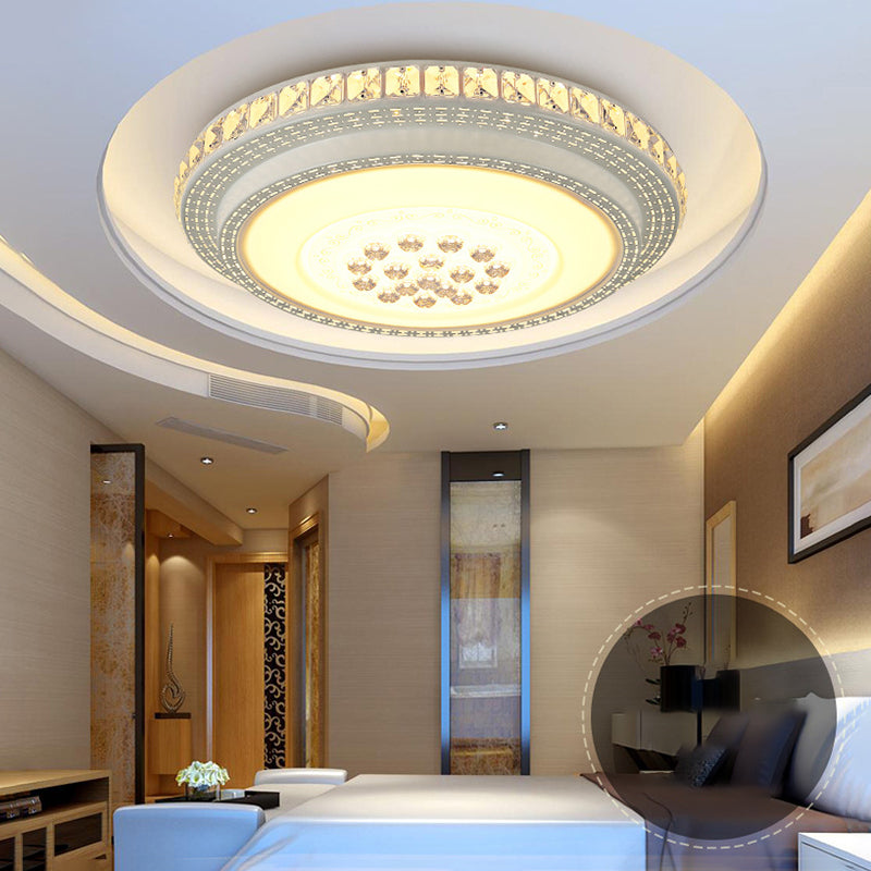 Lámpara de techo empotrada geométrica para sala de estar, lámpara empotrada simple LED de cristal en blanco