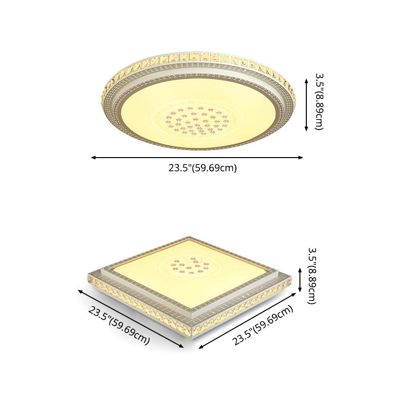 Lámpara de techo empotrada geométrica para sala de estar, lámpara empotrada simple LED de cristal en blanco