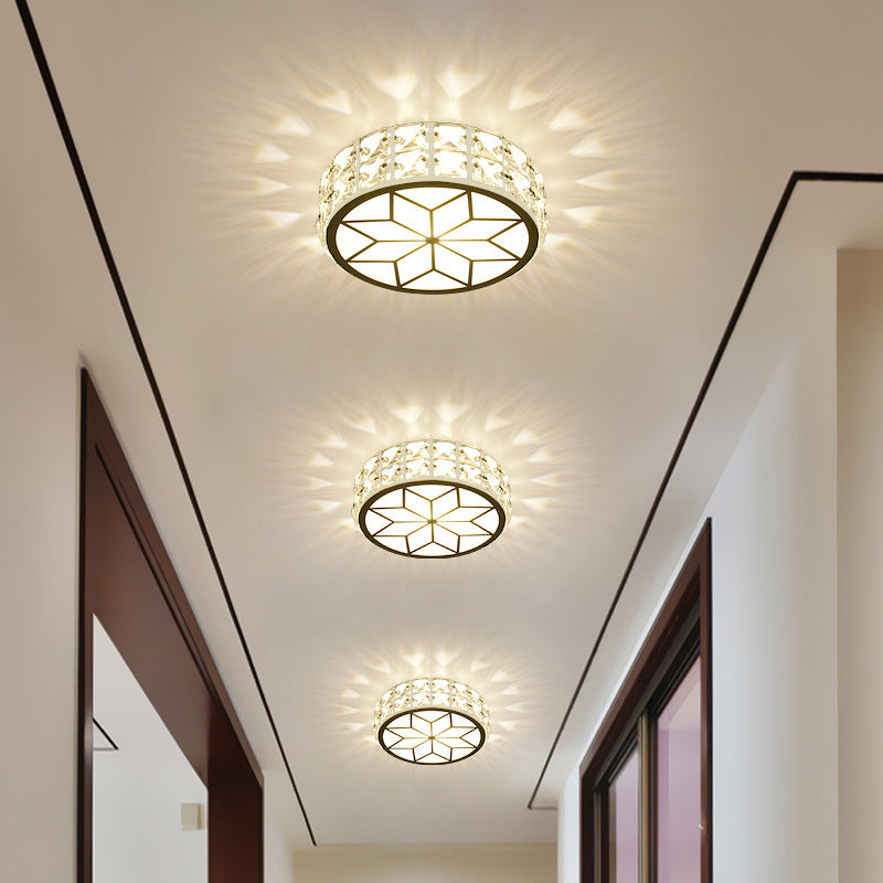 Circle Flush Mount Ceiling Lighting Fixture Modern LED Crystal Flush Mount Light