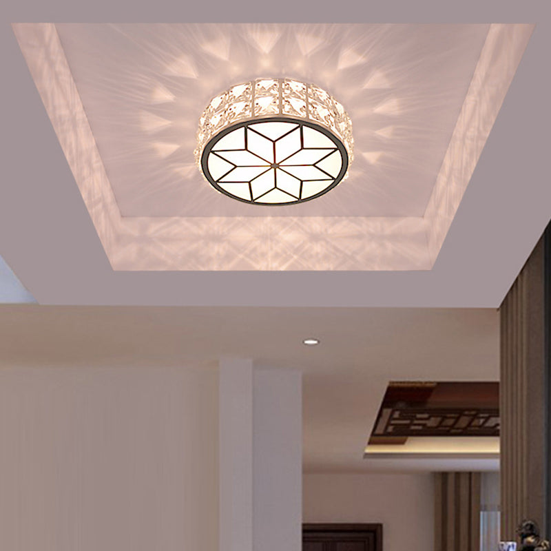 Circle Flush Mount Ceiling Lighting Fixture Modern LED Crystal Flush Mount Light