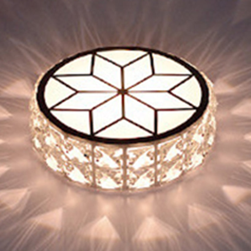 Circle Flush Mount Ceiling Lighting Fixture Modern LED Crystal Flush Mount Light