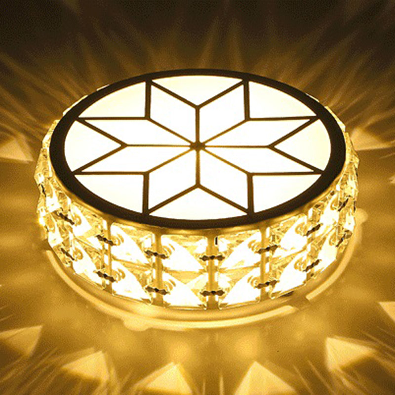 Circle Flush Mount Ceiling Lighting Fixture Modern LED Crystal Flush Mount Light
