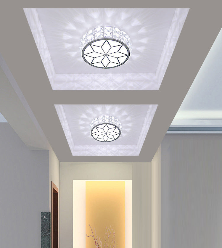 Circle Flush Mount Ceiling Lighting Fixture Modern LED Crystal Flush Mount Light