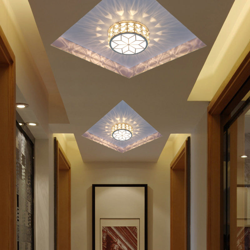 Circle Flush Mount Ceiling Lighting Fixture Modern LED Crystal Flush Mount Light