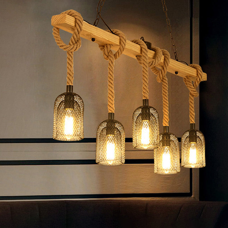 Luces de araña de la isla de cilindro accesorios de iluminación de araña de cuerda industrial para mesa de comedor
