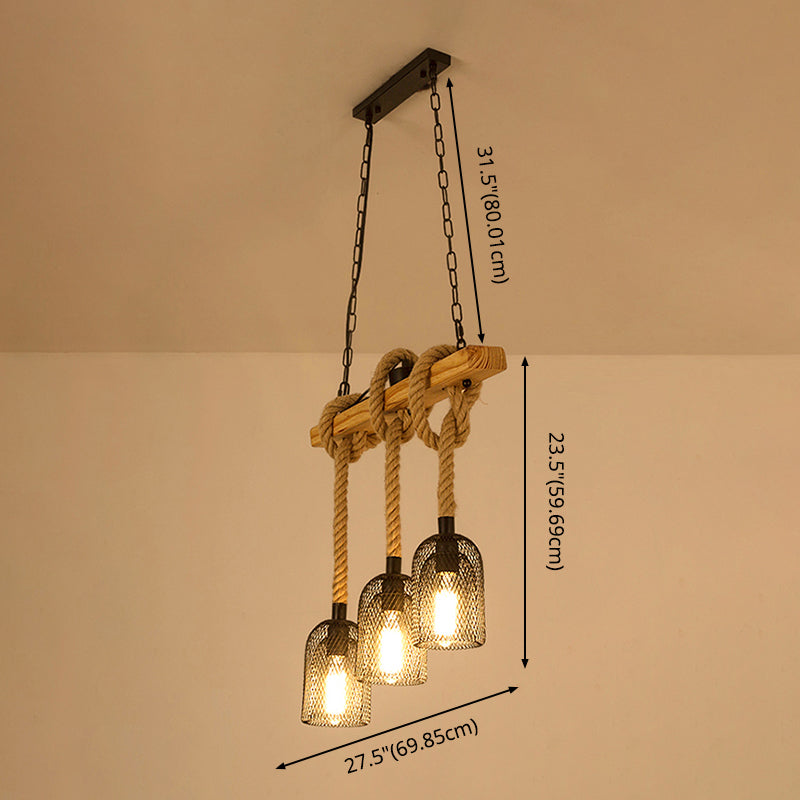 Luces de araña de la isla de cilindro accesorios de iluminación de araña de cuerda industrial para mesa de comedor