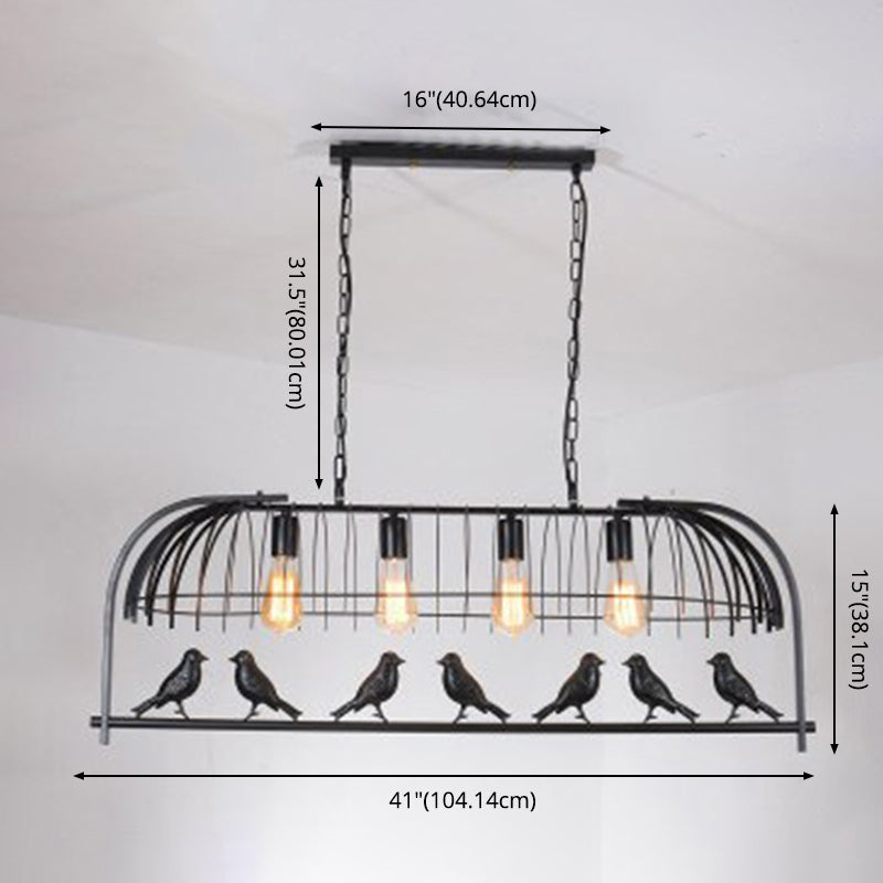 Luces de lámpara de araña de la isla de pájaros accesorios de iluminación de araña de metal industrial para mesa de comedor