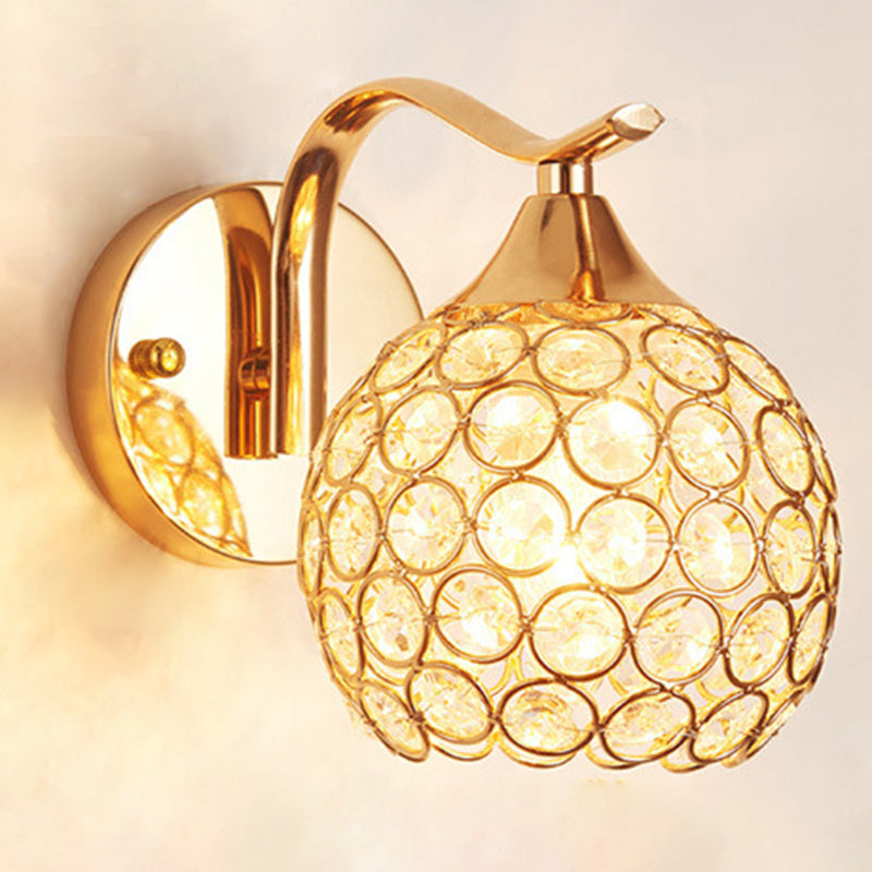 Modernism Ball Wall Light Fixture Crystal Living Room Wall Sconce in Gold