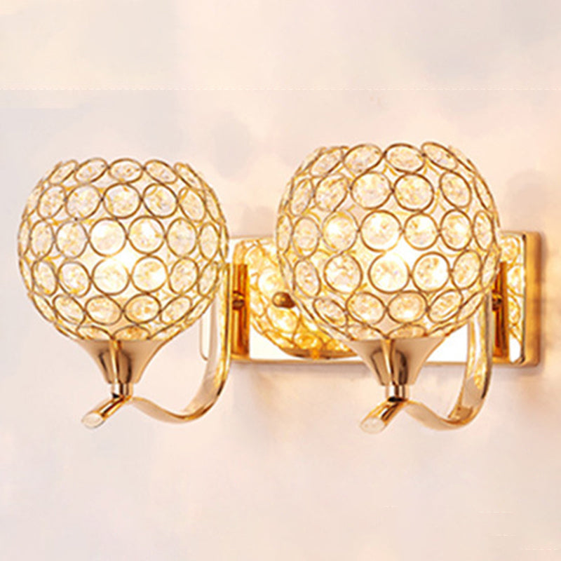 Modernism Ball Wall Light Fixture Crystal Living Room Wall Sconce in Gold