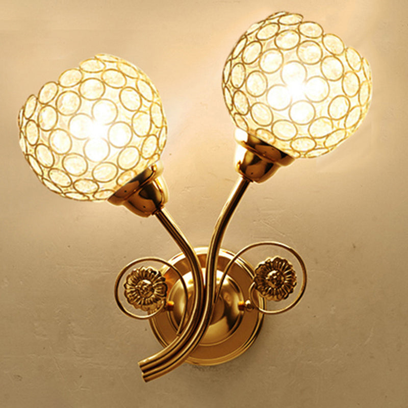 Modernism Ball Wall Light Fixture Crystal Living Room Wall Sconce in Gold