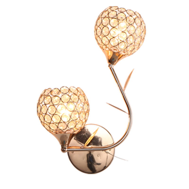 Modern Style Wall Lamp Spherical Sconce Lighting with Crystal Shade for Bedroom