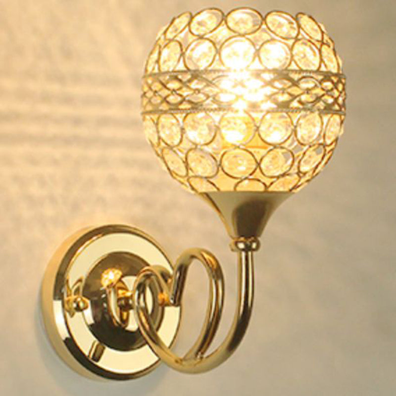 Living Room Wall Sconce Modern Golden Wall Lamp with Ball Crystal Shade