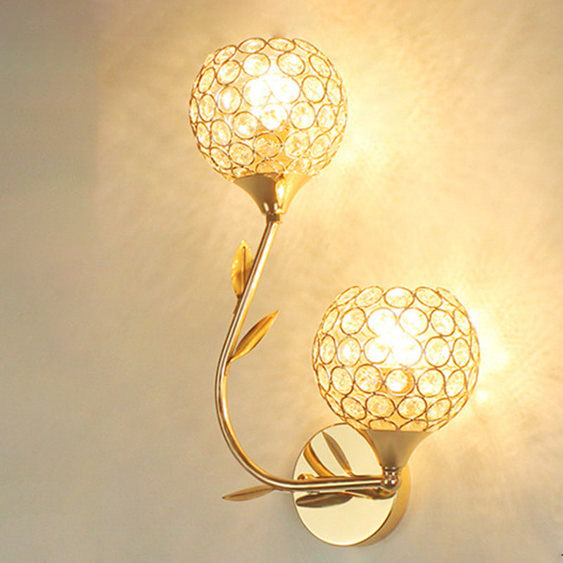 Living Room Wall Sconce Modern Golden Wall Lamp with Ball Crystal Shade