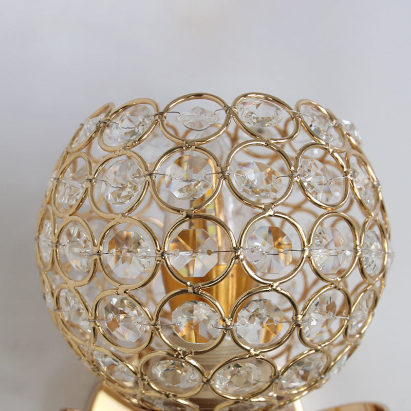 Living Room Wall Sconce Modern Golden Wall Lamp with Ball Crystal Shade