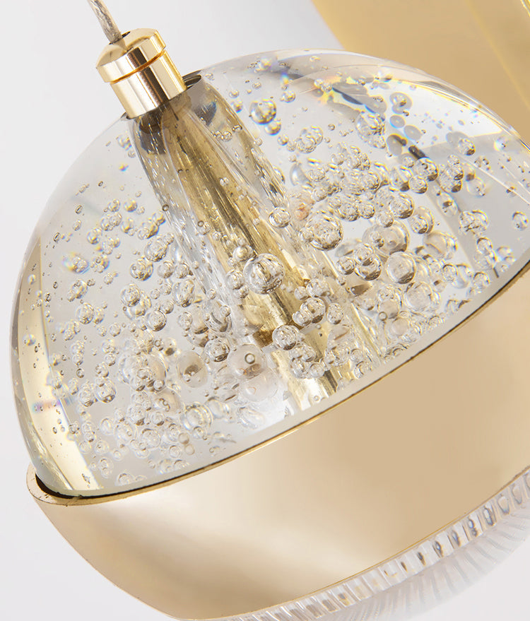 Crystal Spherical Wall Light Sconce Minimalist Gold Finish Wall Light for Bedroom