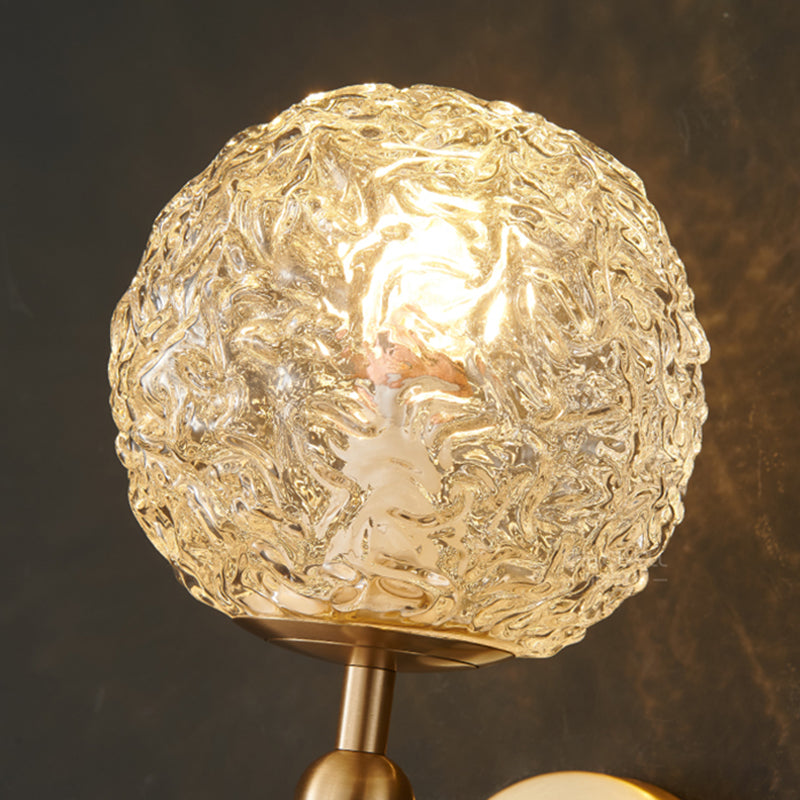 Spherical Bedside Wall Hanging Lamp Crystal 1 Head Minimalist Wall Light in Brass