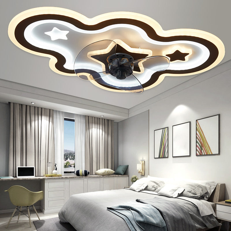 Cloud and Star semifulco leggero moderno moderno lampada da ventola a soffitto a led camera da letto