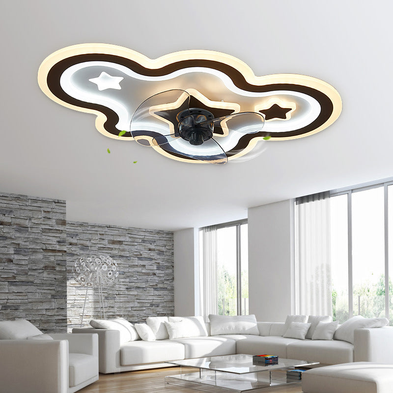 Lámpara de ventilador de techo LED de dormitorio acrílico moderno de Luz de Semi Flush de Cloud and Star