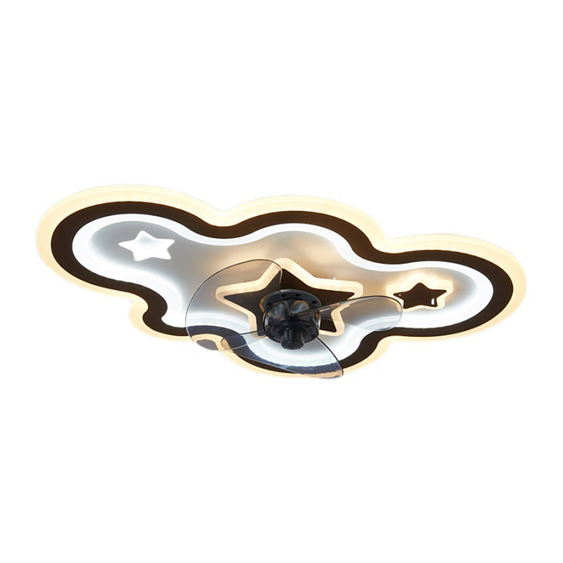 Cloud and Star semifulco leggero moderno moderno lampada da ventola a soffitto a led camera da letto